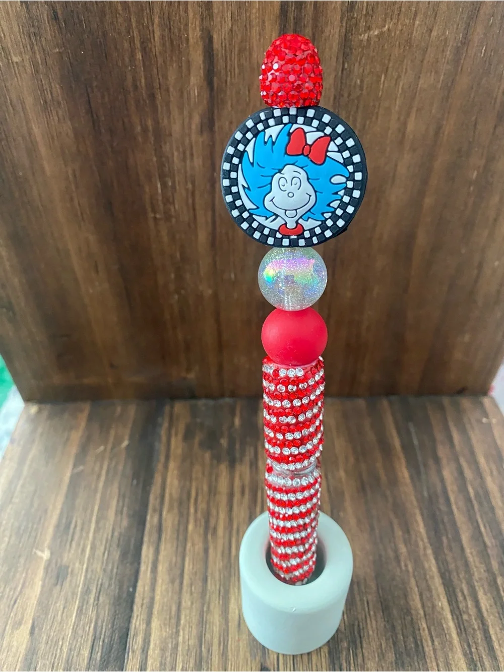 New Red Character Beaded Pen - Unbranded